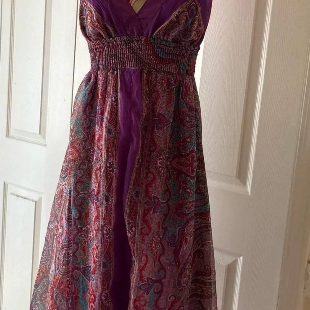 Purple Ruched Halter Maxi Dress - Picture 2 of 6